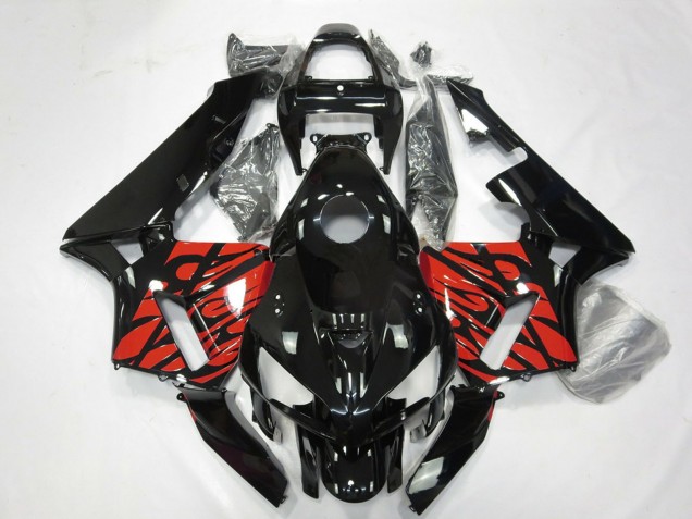 Preisgünstige Honda CBR600RR Motorrad Verkleidung 2005-2006 - Glanzendes Schwarz und Tribal Rot