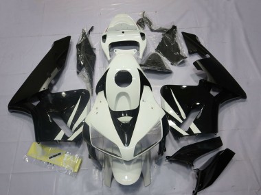 Preisgünstige Honda CBR600RR Motorrad Verkleidung 2005-2006 - Weiss Glanzendes Schwarz