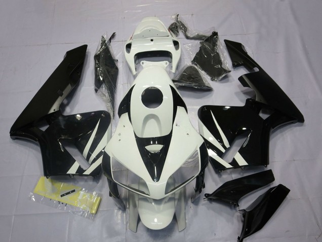 Preisgünstige Honda CBR600RR Motorrad Verkleidung 2005-2006 - Weiss Glanzendes Schwarz