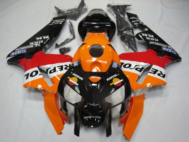Preisgünstige Honda CBR600RR Motorrad Verkleidung 2005-2006 - Orange Rot Weiss Schwarz Bottom Repsol