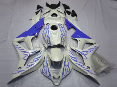 Preisgünstige Honda CBR600RR Motorrad Verkleidung 2007-2008 - Weiss Blau Flamme