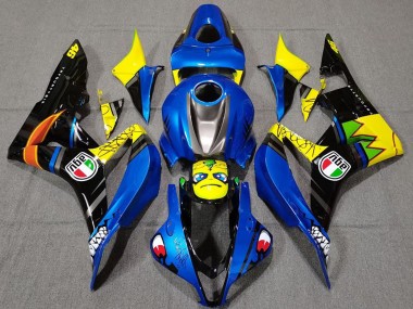 Preisgünstige Honda CBR600RR Motorrad Verkleidung 2007-2008 - Blau Gelb Glanzendes Schwarz Hai