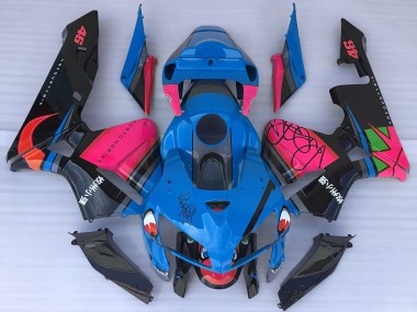 Preisgünstige Honda CBR600RR Motorrad Verkleidung 2005-2006 - Blau Hai Rosa