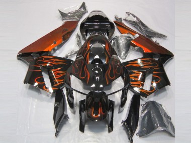 Preisgünstige Honda CBR600RR Motorrad Verkleidung 2005-2006 - Glanzendes Schwarz Orange Flamme