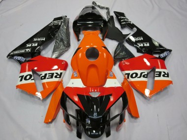 Preisgünstige Honda CBR600RR Motorrad Verkleidung 2005-2006 - Orange Weiss Rot Glanzendes Schwarz Repsol