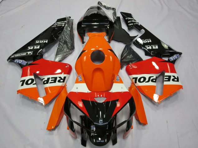 Preisgünstige Honda CBR600RR Motorrad Verkleidung 2005-2006 - Orange Weiss Rot Glanzendes Schwarz Repsol