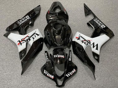 Preisgünstige Honda CBR600RR Motorrad Verkleidung 2007-2008 - Glanzendes Schwarz Weiss West Stil