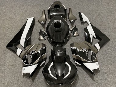 Preisgünstige Honda CBR600RR Motorrad Verkleidung 2013-2023 - Schwarzer Carbonfaser Stil Weiss bull