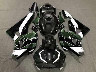 Preisgünstige Honda CBR600RR Motorrad Verkleidung 2013-2023 - Schwarzer Carbonfaser Stil Weiss grun Bull