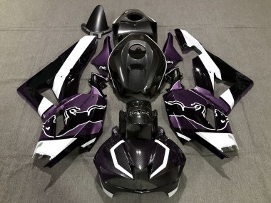 Preisgünstige Honda CBR600RR Motorrad Verkleidung 2013-2023 - Schwarzer Carbonfaser Stil Weiss violett Bull