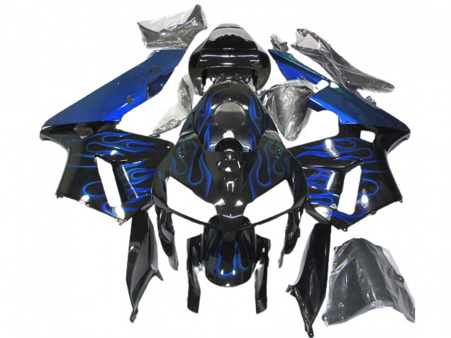 Preisgünstige Honda CBR600RR Motorrad Verkleidung 2005-2006 - Glanzendes Schwarz Blau Flamme