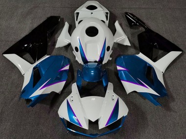 Preisgünstige Honda CBR600RR Motorrad Verkleidung 2013-2023 - Weiss Blau Glanzendes Schwarz