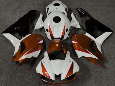 Preisgünstige Honda CBR600RR Motorrad Verkleidung 2013-2023 - Weiss Dunkel Orange Glanzendes Schwarz