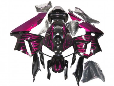Preisgünstige Honda CBR600RR Motorrad Verkleidung 2005-2006 - Glanzendes Schwarz Rosa Flamme