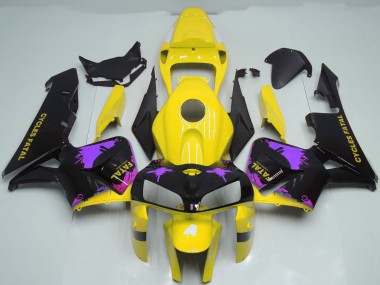 Preisgünstige Honda CBR600RR Motorrad Verkleidung 2005-2006 - Glanzendes Schwarz Gelb Lila Spritzer