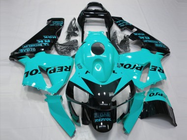 Preisgünstige Honda CBR600RR Motorrad Verkleidung 2003-2004 - Hellblau Glanzendes Schwarz Repsol