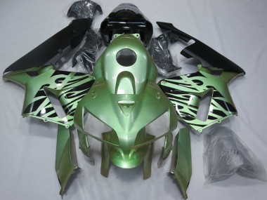 Preisgünstige Honda CBR600RR Motorrad Verkleidung 2005-2006 - Hellgrun Schwarz Flamme