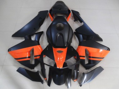 Preisgünstige Honda CBR600RR Motorrad Verkleidung 2005-2006 - Matt Schwarz Glanzendes Orange