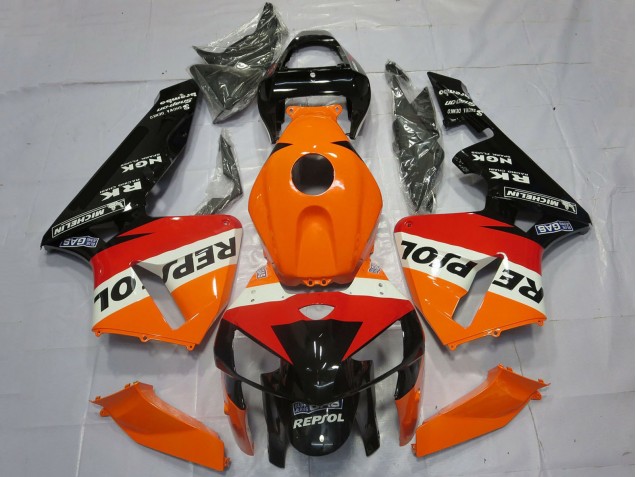 Preisgünstige Honda CBR600RR Motorrad Verkleidung 2005-2006 - Orange Rot Weiss Schwarz Repsol OEM Stil
