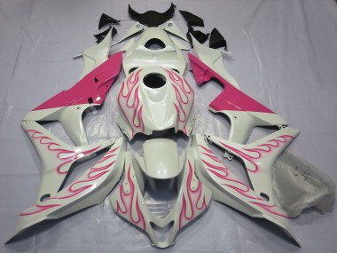 Preisgünstige Honda CBR600RR Motorrad Verkleidung 2007-2008 - Weiss Rosa Flamme