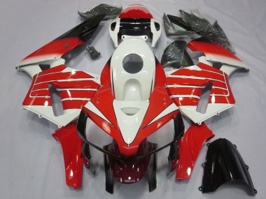 Preisgünstige Honda CBR600RR Motorrad Verkleidung 2005-2006 - Weiss Rot Schwarz Large Streifen