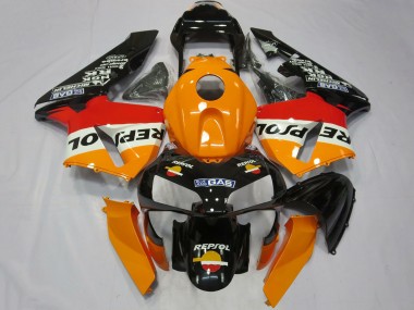 Preisgünstige Honda CBR600RR Komplette Motorrad Verkleidung 2003-2004 - Orange Weiss Rot Glanzendes Schwarz Repsol