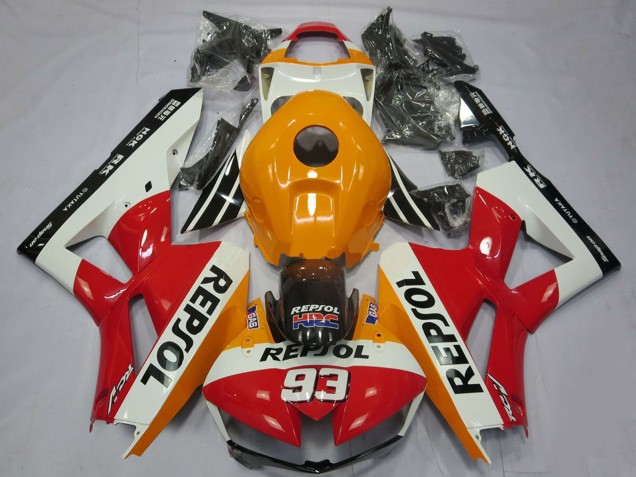 Preisgünstige Honda CBR600RR Motorrad Verkleidung 2013-2023 - Orange Weiss Rot Glanzendes Schwarz Repsol 93