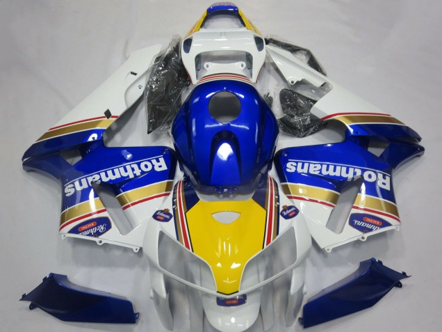 Preisgünstige Honda CBR600RR Motorrad Verkleidung 2005-2006 - Weiss Blau Gelb Rothmans
