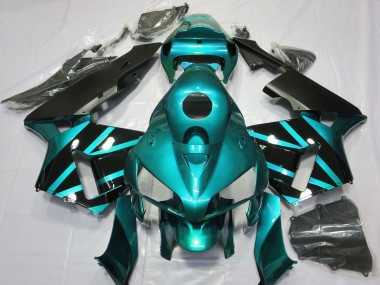 Preisgünstige Honda CBR600RR Motorrad Verkleidung 2005-2006 - Blau Grun Glanzendes Schwarz Design
