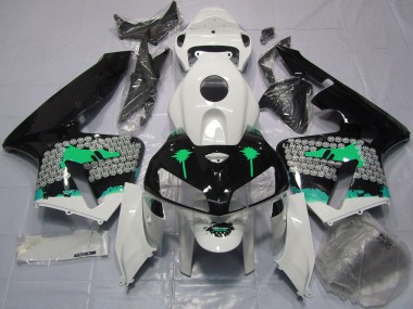 Preisgünstige Honda CBR600RR Motorrad Verkleidung 2005-2006 - Turkis Spritzer on Glanzendes Schwarz