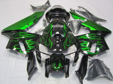 Preisgünstige Honda CBR600RR Motorrad Verkleidung 2005-2006 - Glanzendes Schwarz Vibrant Grun Flamme