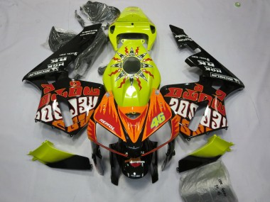 Preisgünstige Honda CBR600RR Motorrad Verkleidung 2005-2006 - Vibrant Gelb Schwarz Rossi