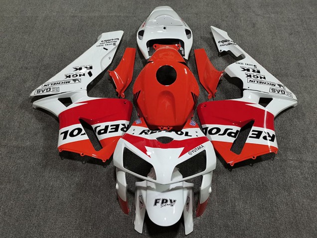 Preisgünstige Honda CBR600RR Motorrad Verkleidung 2005-2006 - Orange Weiss Rot Glanzendes Schwarz Repsol Stil