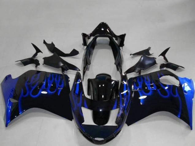 Preisgünstige Honda CBR1100XX Blackbird Motorrad Verkleidung 1996-2007 - Glanzendes Schwarz Blau Flamme