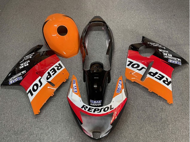Preisgünstige Honda CBR1100XX Blackbird Motorrad Verkleidung 1996-2007 - Orange Weiss Rot Glanzendes Schwarz Repsol