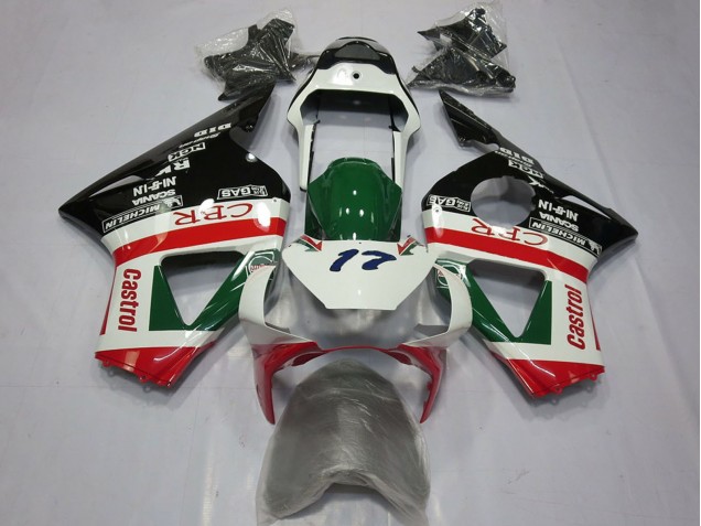 Preisgünstige Honda CBR954RR Motorrad Verkleidung 2002-2003 - Weiss Rot Grun Glanzendes Schwarz CRR Castrol