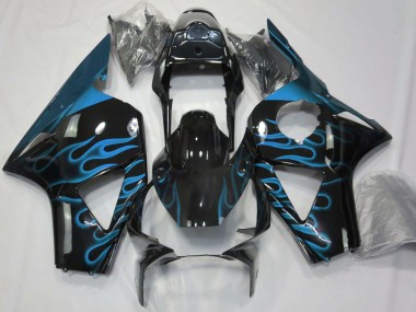 Preisgünstige Honda CBR954RR Motorrad Verkleidung 2002-2003 - Glanzendes Schwarz Hellblau Flamme