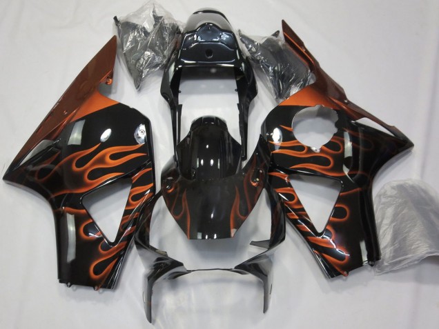 Preisgünstige Honda CBR954RR Motorrad Verkleidung 2002-2003 - Glanzendes Schwarz Orange Flamme
