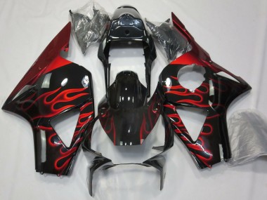 Preisgünstige Honda CBR954RR Motorrad Verkleidung 2002-2003 - Glanzendes Schwarz Rot Flamme