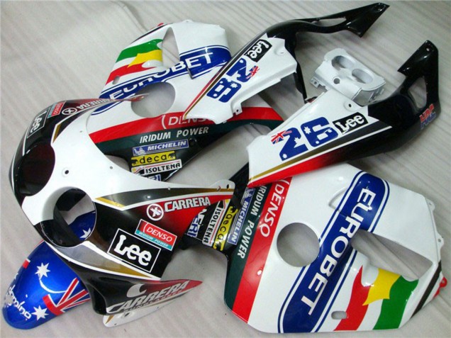 Preisgünstige Honda CBR250RR Motorrad Verkleidung 1990-1998 - Weiss Blau Rot Gelb Grun Carrera EuroBet Lee