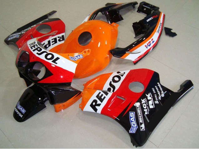 Preisgünstige Honda CBR250RR Motorrad Verkleidung 1990-1998 - Orange Weiss Rot Glanzendes Schwarz Classic Repsol