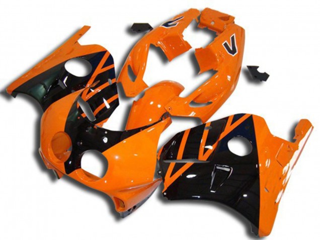 Preisgünstige Honda CBR250RR Motorrad Verkleidung 1990-1998 - Orange Glanzendes Schwarz