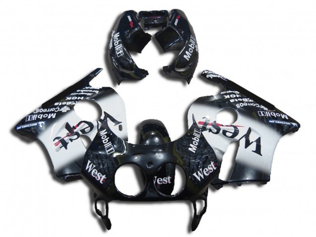 Preisgünstige Honda CBR250RR Motorrad Verkleidung 1990-1998 - Glanzendes Schwarz Weiss West