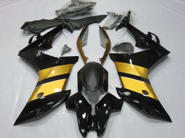 Preisgünstige Honda CBR600F Motorrad Verkleidung 2011-2013 - Gold Glanzendes Schwarz CBR Design