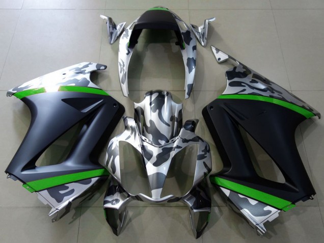 Preisgünstige Honda VFR 800 Motorrad Verkleidung 2002-2013 - Grau Camouflage Grun Matt Schwarz