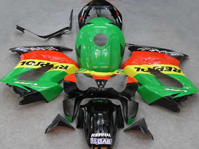 Preisgünstige Honda VFR 800 Motorrad Verkleidung 2002-2013 - Grun Gelb Rot Schwarz Repsol