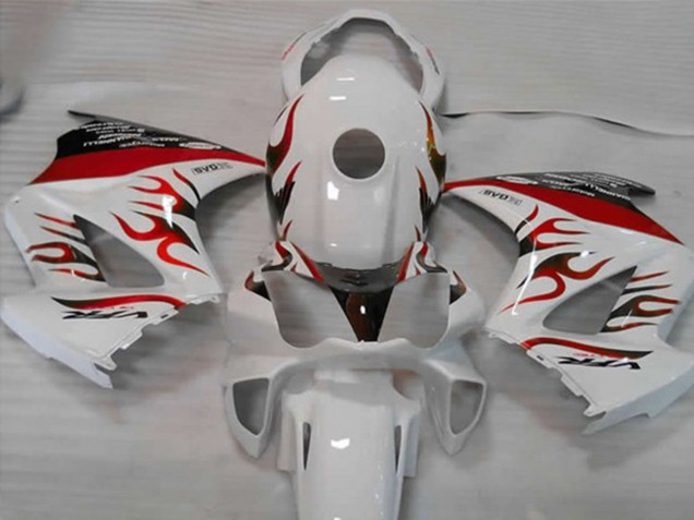 Preisgünstige Honda VFR 800 Motorrad Verkleidung 2002-2013 - Weiss Rot Flamme