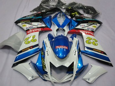 Preisgünstige Suzuki GSXR 1000 Motorrad Verkleidung 2007-2008 - Weiss Blau Rot Schwarz Motul 22