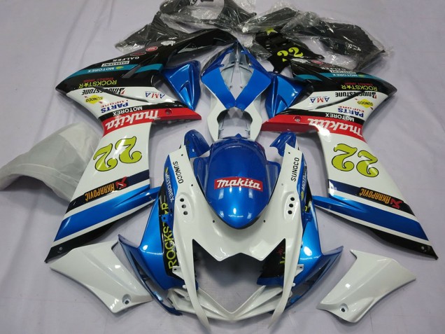 Preisgünstige Suzuki GSXR 1000 Motorrad Verkleidung 2007-2008 - Weiss Blau Rot Schwarz Motul 22