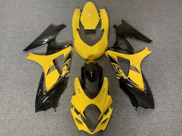 Preisgünstige Suzuki GSXR 1000 Motorrad Verkleidung 2007-2008 - Gelb Glanzendes Schwarz